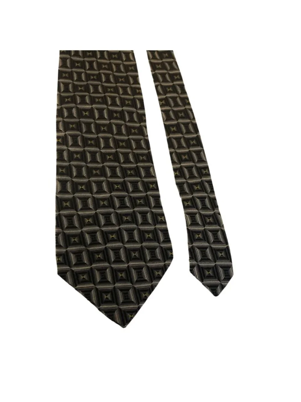 Emilio Romano Silk Tie Geometric Black Gray Italian Office Work Formal Dad Gift